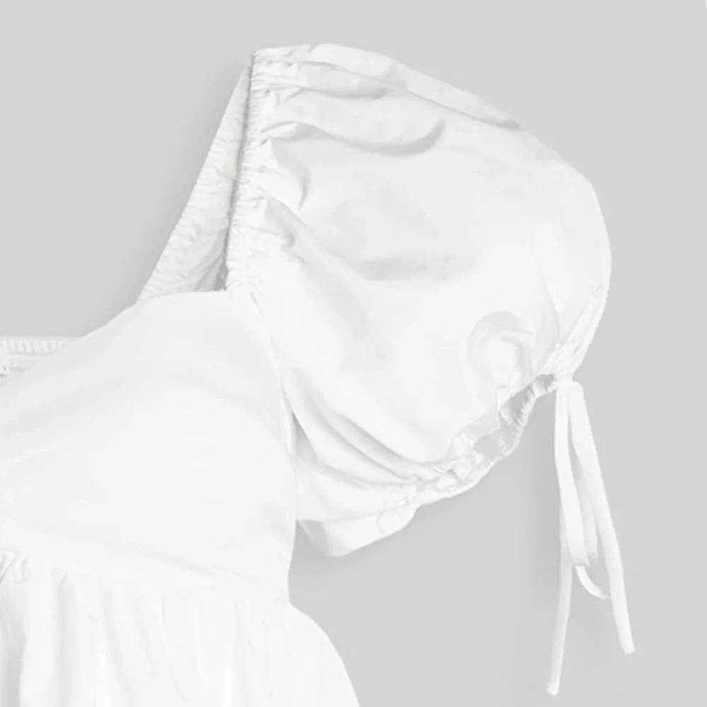 Amanda Uprichard White Mini Dress with Puff Sleeves - Picture 6 of 10